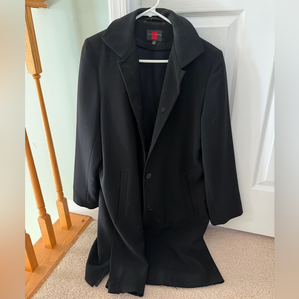 Black wool blend overcoat